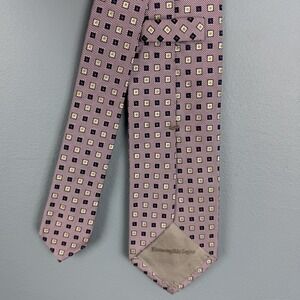 Ermenegildo Zegna Mens Purple Geometric Squares Silk 3.5" Neck Tie Length 60"